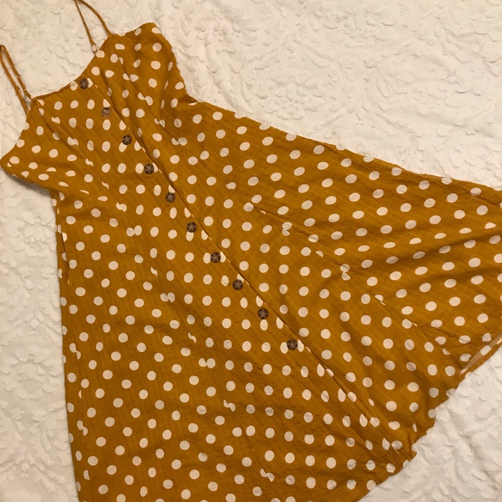 Mustard yellow polka dot sundress